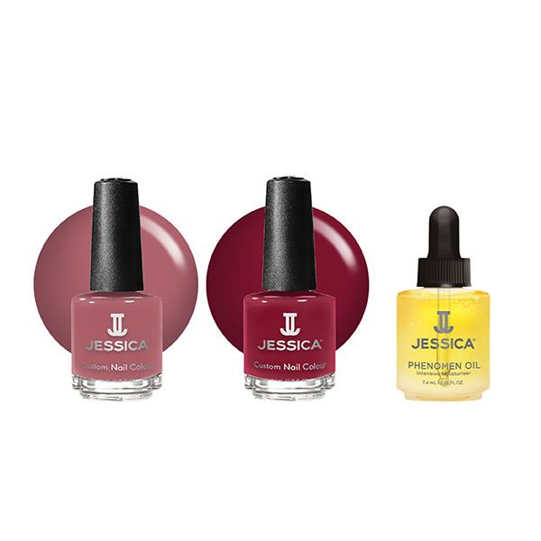 Berry Christmas Custom Colour Nail Polish Gift Set product sht with swatches