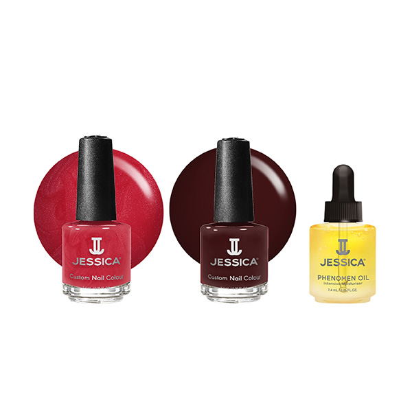 Festive Red-y Custom Colour Nail Polish Gift Set product shot with swatches